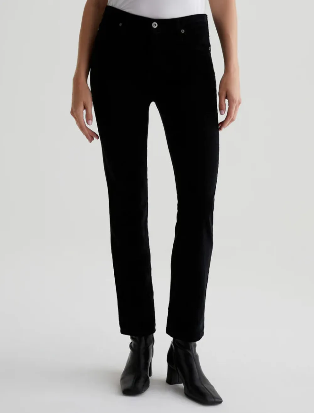 Velvet & Corduroy*AG Jeans - Mari Corduroy Mid-Rise Slim Straight SUPER BLACK