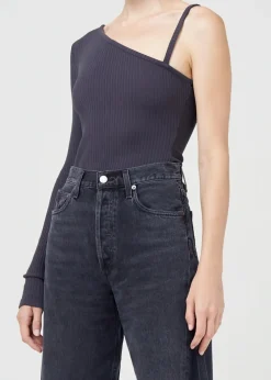 Long Sleeves*AGOLDE - Mika One Sleeve Bodysuit FOSSIL black