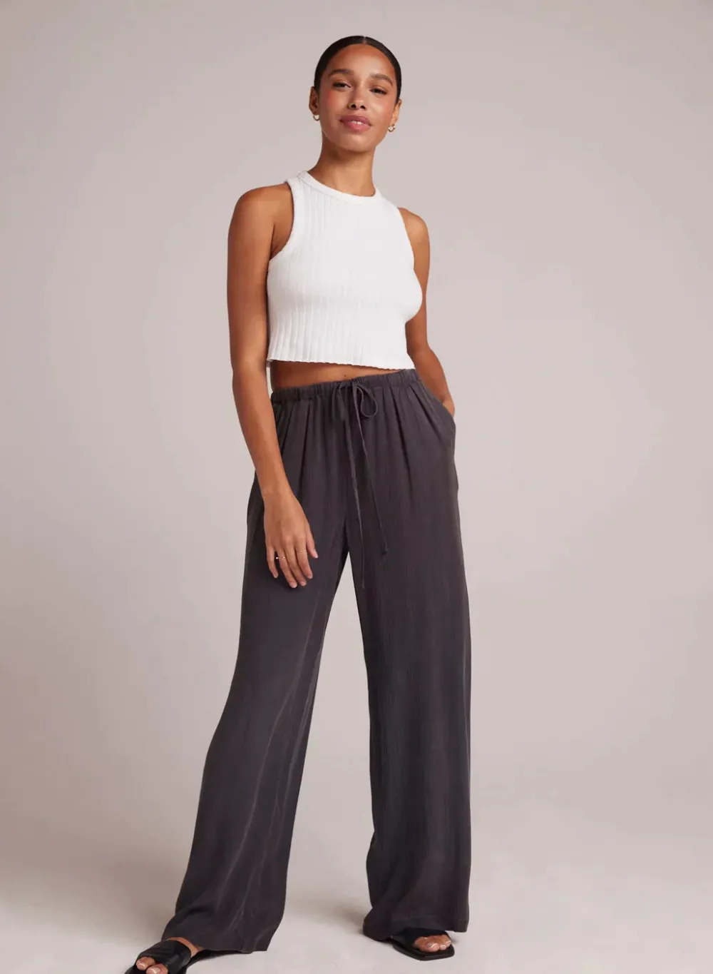 Trouser*Bella Dahl - Easy Pleated Wide Leg Pant SLATE CHARCOAL