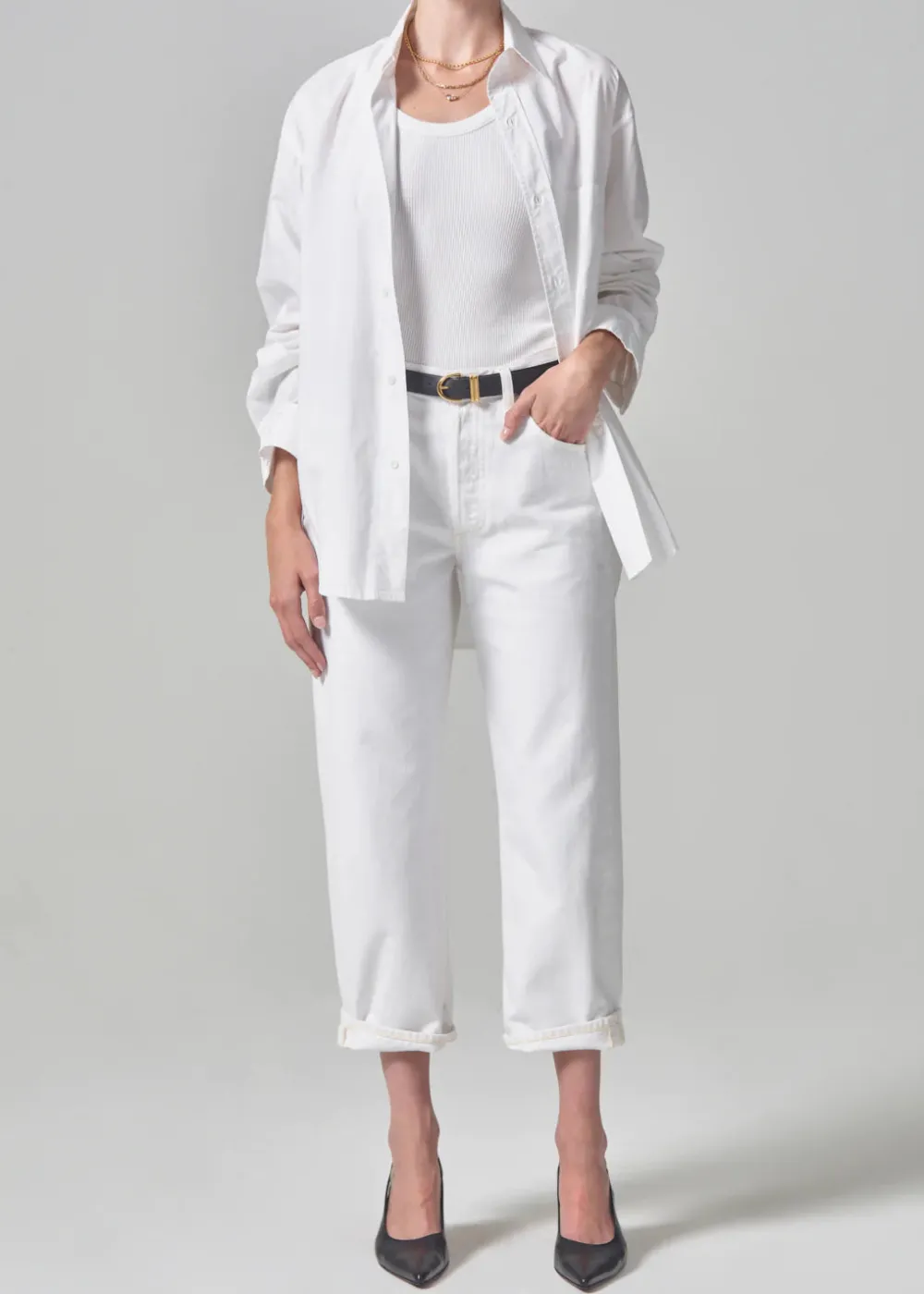 Right*Citizens of Humanity - Dahlia Bow Leg Baby Roll Jeans IRIS (OFF WHITE)