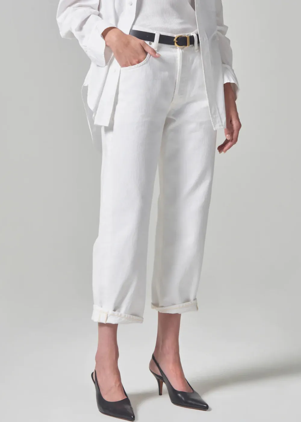 Right*Citizens of Humanity - Dahlia Bow Leg Baby Roll Jeans IRIS (OFF WHITE)