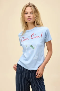 Short Sleeves*Daydreamer LA Daydreamer - Cin Cin Ringer Tee POWDER BLUE