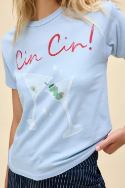 Short Sleeves*Daydreamer LA Daydreamer - Cin Cin Ringer Tee POWDER BLUE