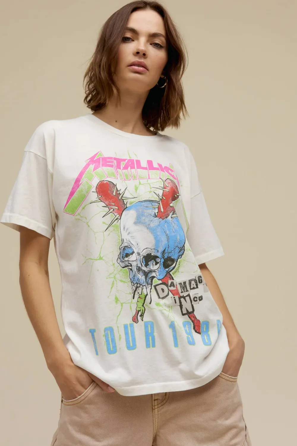 Short Sleeves*Daydreamer LA Daydreamer - Metallica Damage Inc Tour 1986 VINTAGE WHITE