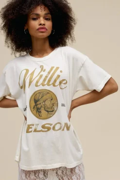 Short Sleeves*Daydreamer LA Daydreamer - Willie Nelson American Original VINTAGE WHITE