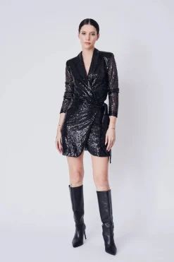 Occasions|Short*Déluc Deluc - Volpe Sequined Mini Dress BLACK
