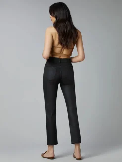 Right*DL 1961 DL1961 - Patti Straight High Waist Crop BLACK COATED