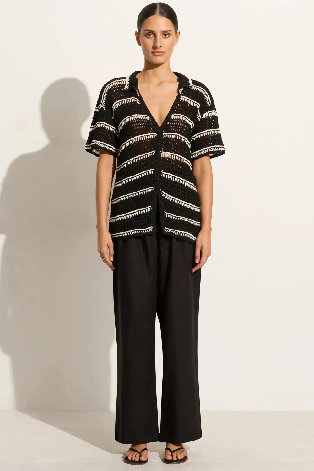 Blouses & Shirts*Faithfull the brand - Gioia Handmande Crochet Shirt BLACK/OFF WHITE