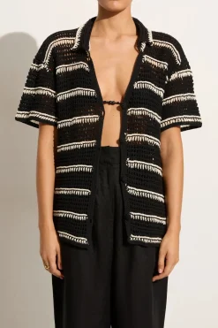 Blouses & Shirts*Faithfull the brand - Gioia Handmande Crochet Shirt BLACK/OFF WHITE