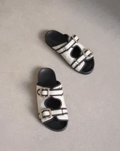 Sandals*Flattered - Bono CREME LEATHER