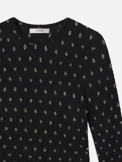 Long Sleeves*Frame - Dotted Stretch Mesh Top BLACK MULTI