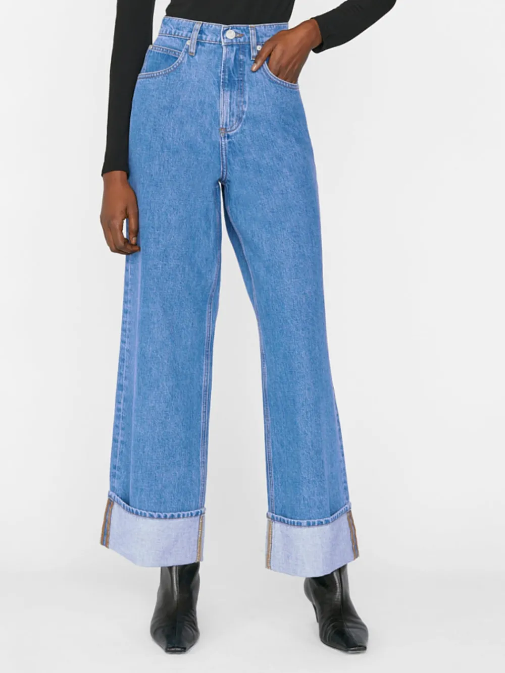 Large*Frame - High Rise Wide Leg Jeans With Hem MEADOW
