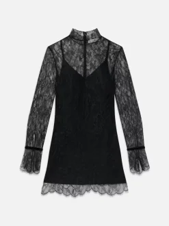 Short*Frame - Lace Shift Dress BLACK