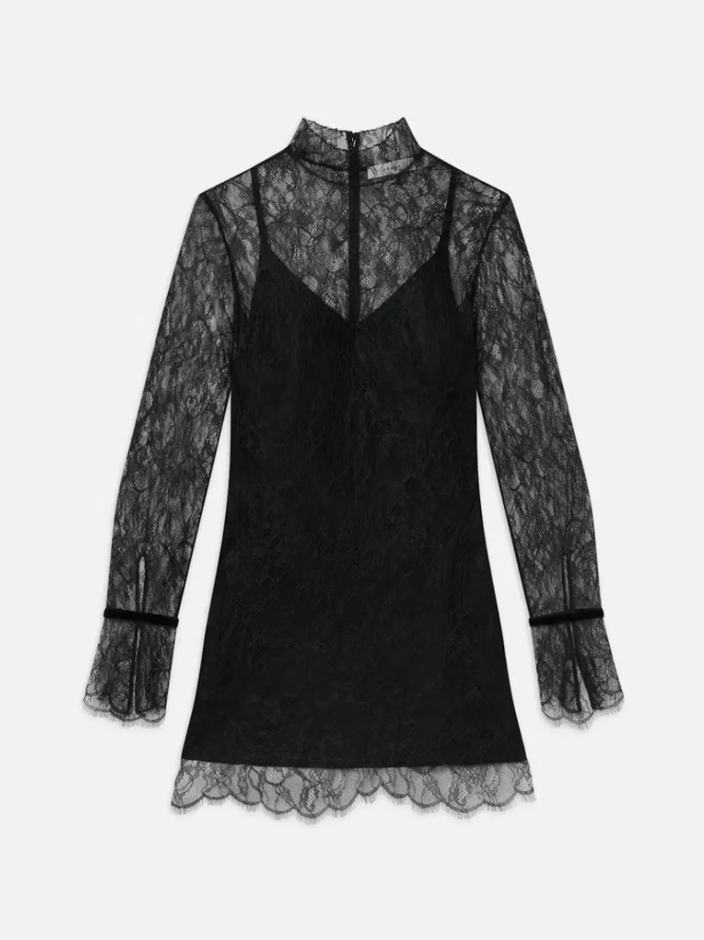 Short*Frame - Lace Shift Dress BLACK