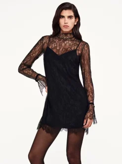 Short*Frame - Lace Shift Dress BLACK