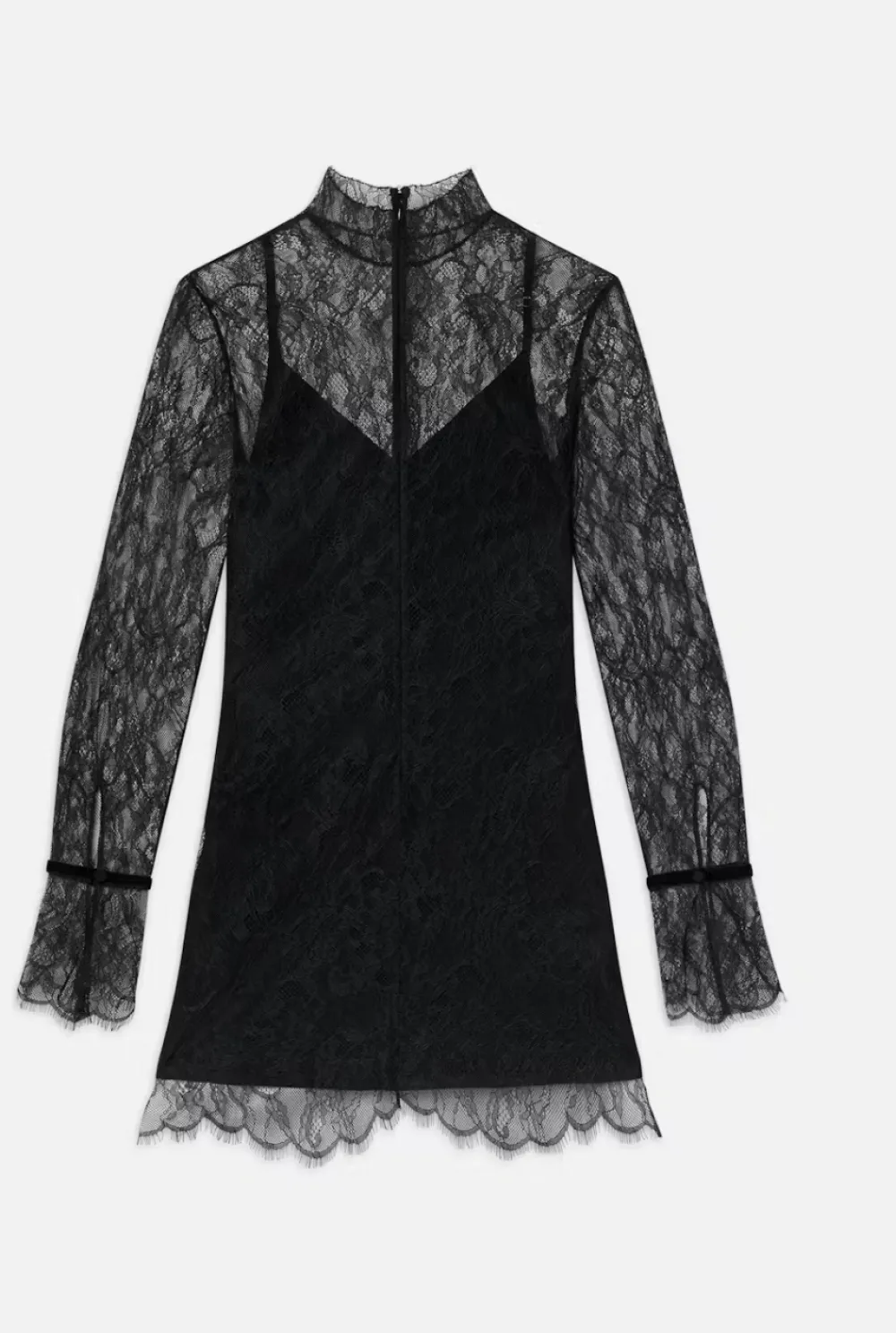Short*Frame - Lace Shift Dress BLACK