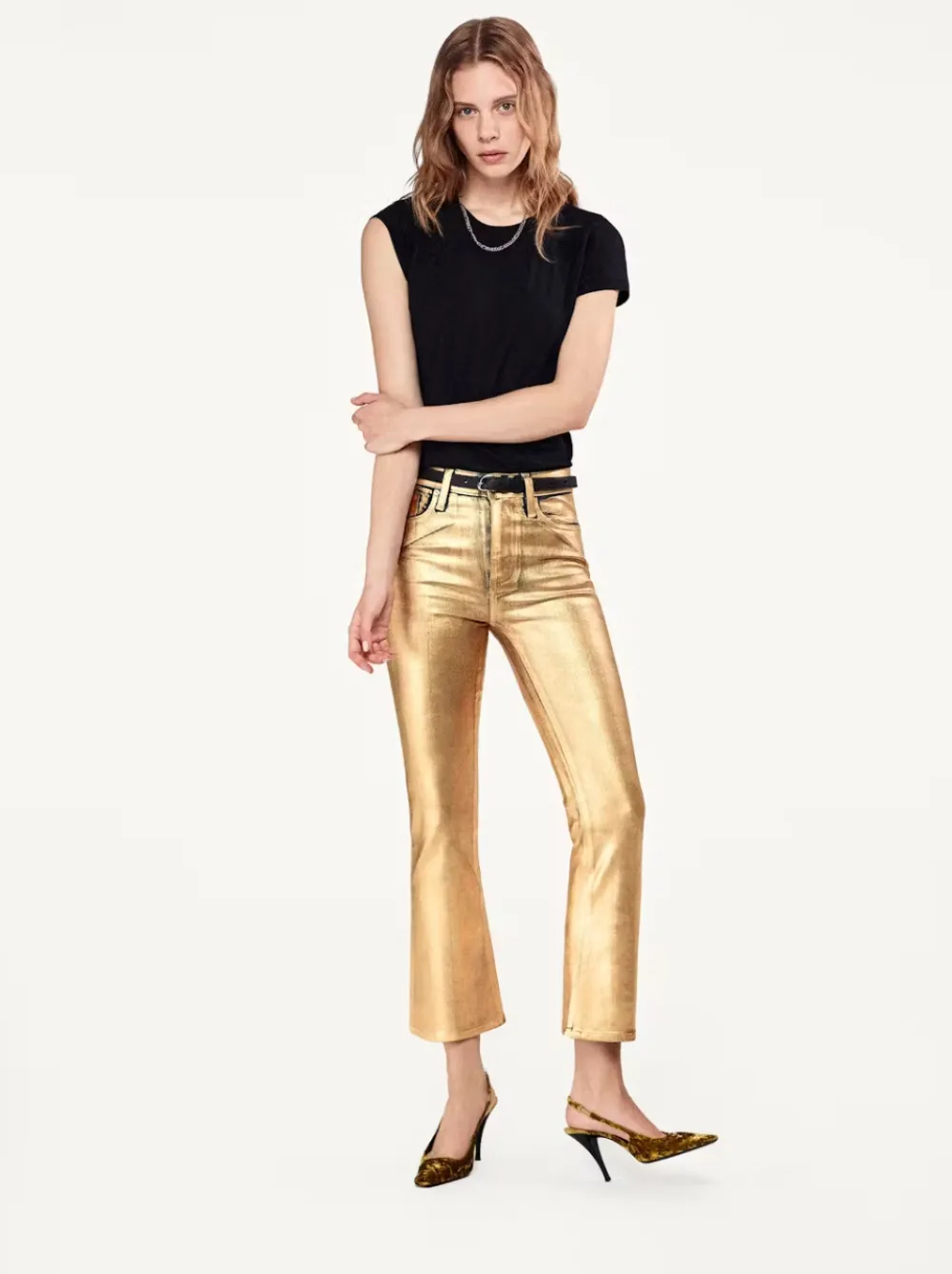 Bootcut*Frame - Le Crop Mini Boot GOLD CHROME