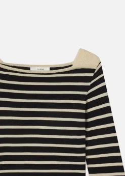 Long Sleeves*Frame - L/S Stripe Boatneck BLACK MULTI