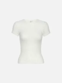 Short Sleeves*Frame - Mesh Lace Baby Tee OFF-WHITE