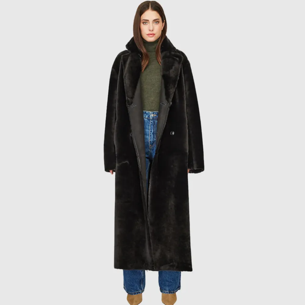Leathers & Shearling*Hiso - Danielle Shearling Coat BLACK VINTAGE SUEDE