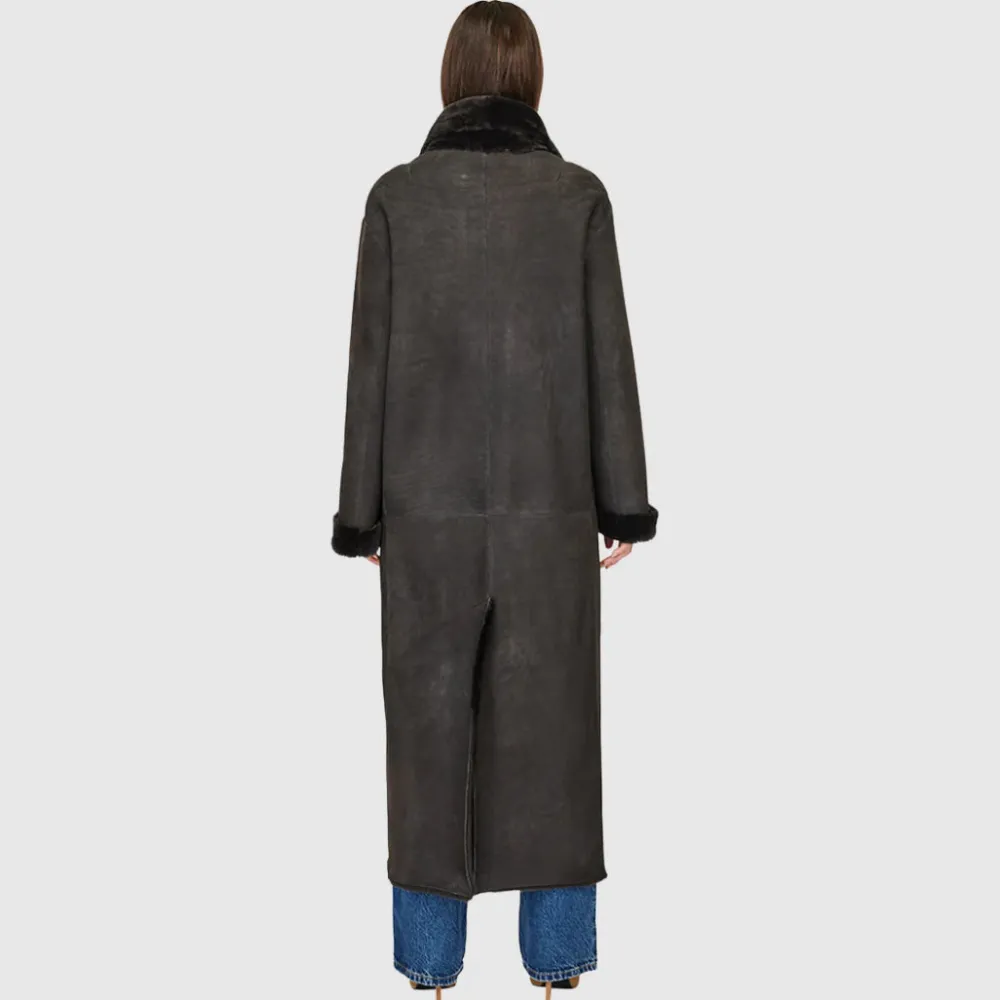 Leathers & Shearling*Hiso - Danielle Shearling Coat BLACK VINTAGE SUEDE
