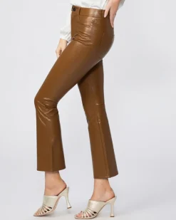 Trouser*PAIGE - Claudine Vegan Leather Flare Pants DARK ARGAN