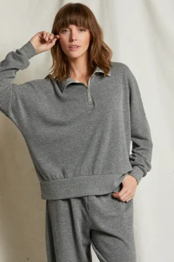 Sweatshirt*Perfectwhitetee - Drake Luxe Fluff Fleece Half Zip HEATHER GREY