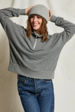 Sweatshirt*Perfectwhitetee - Drake Luxe Fluff Fleece Half Zip HEATHER GREY