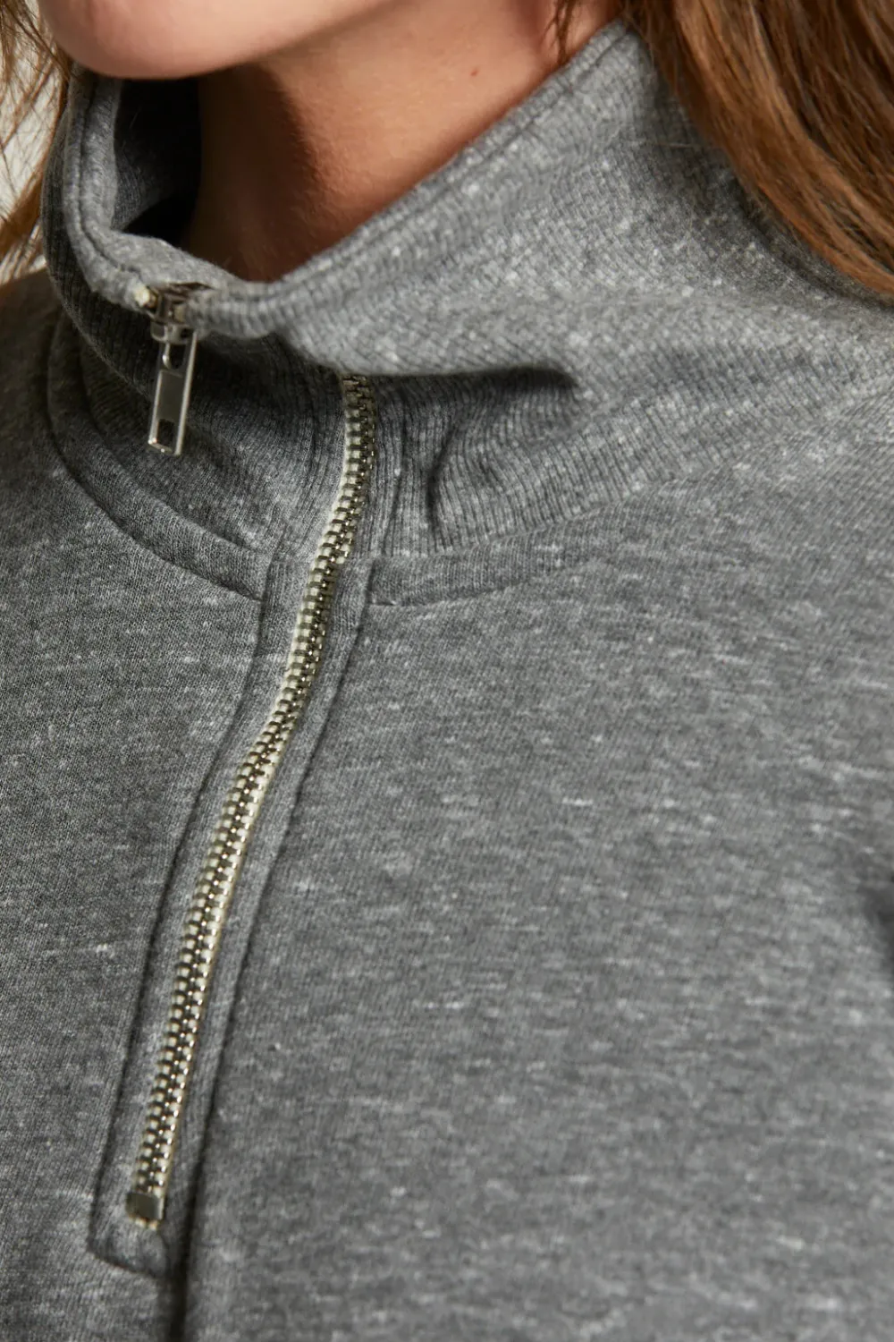 Sweatshirt*Perfectwhitetee - Drake Luxe Fluff Fleece Half Zip HEATHER GREY