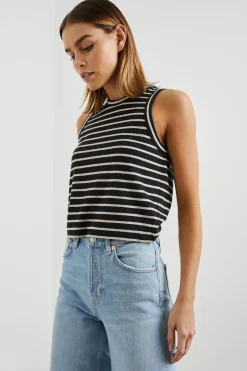Without Sleeves*Rails - Boxy Tank BLACK IVORY STRIPE