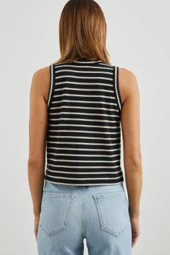 Without Sleeves*Rails - Boxy Tank BLACK IVORY STRIPE