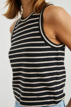 Without Sleeves*Rails - Boxy Tank BLACK IVORY STRIPE