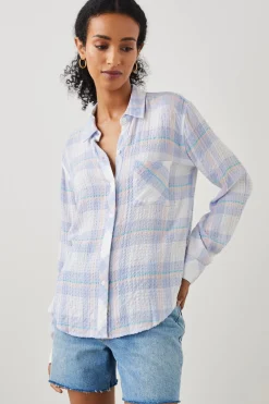 Blouses & Shirts*Rails - Brady Shirt White Perriwinkle Peach