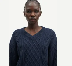 Wool & Cashmere*Samsoe Samsoe - Sadene V-Neck Sweater OUTER SPACE