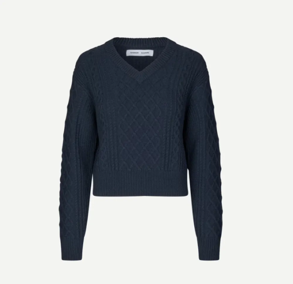 Wool & Cashmere*Samsoe Samsoe - Sadene V-Neck Sweater OUTER SPACE
