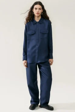 Blouses & Shirts*silk laundry - Boyfriend Shirt MIDNIGHT