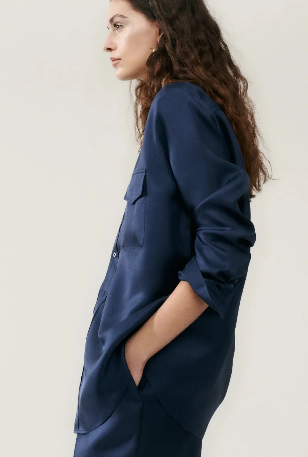 Blouses & Shirts*silk laundry - Boyfriend Shirt MIDNIGHT