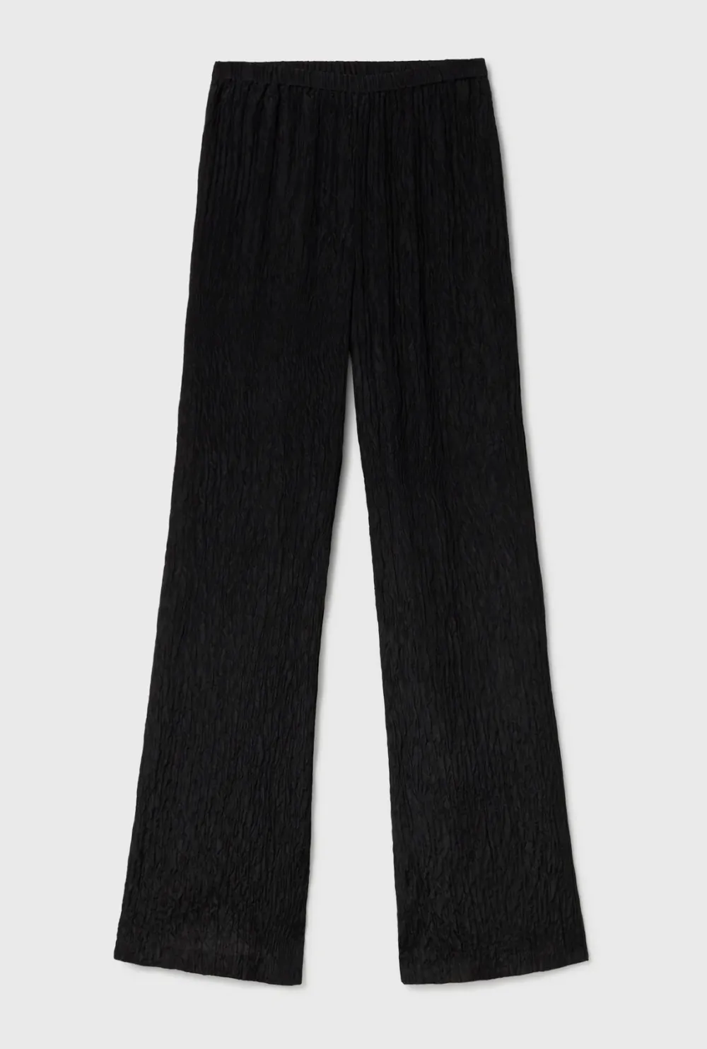 Trouser*silk laundry - Crinkle Flare Pants BLACK