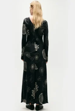 Occasions|Long*silk laundry - Full Sleeve Bias Dress FIBONNACI BLACK