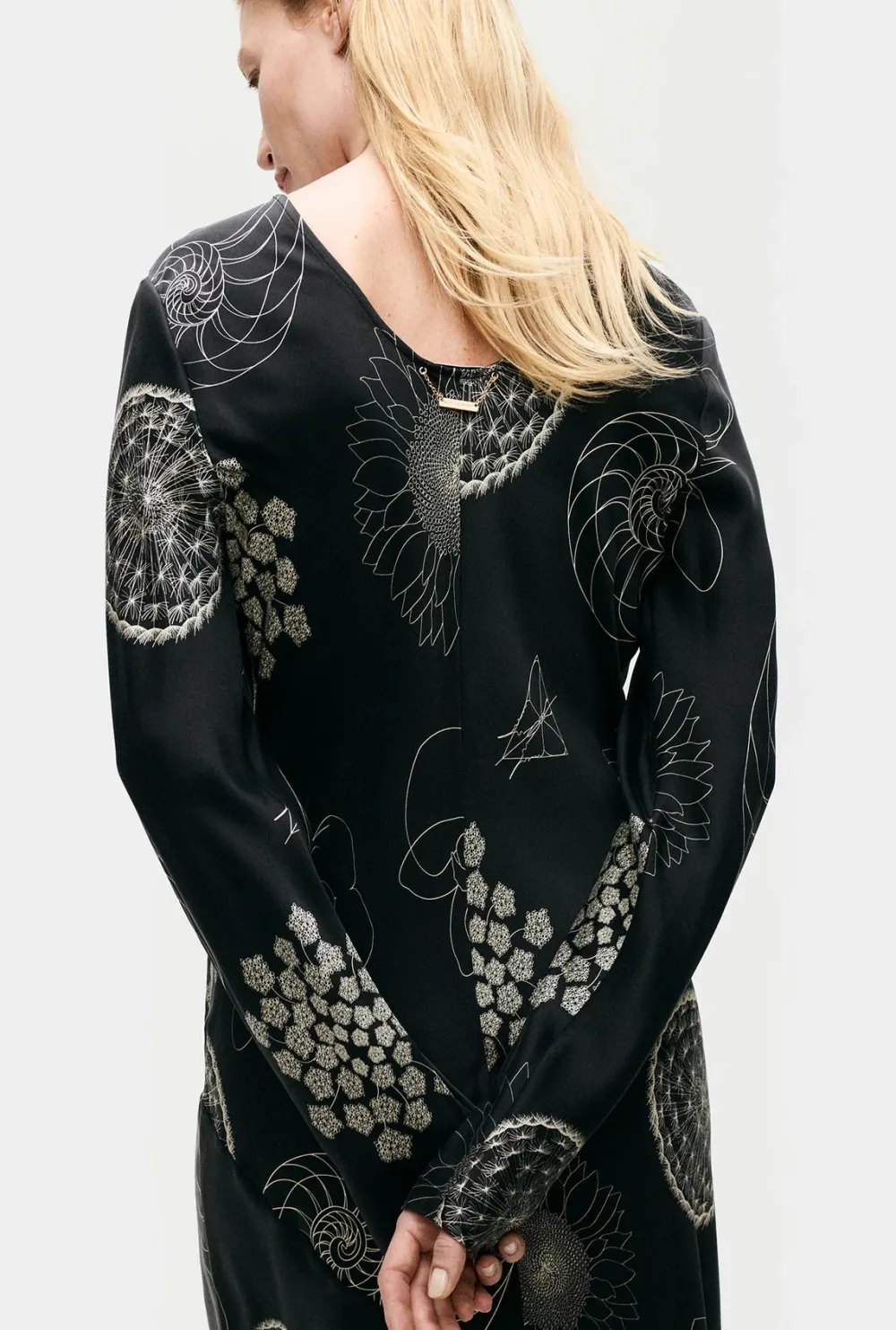 Occasions|Long*silk laundry - Full Sleeve Bias Dress FIBONNACI BLACK