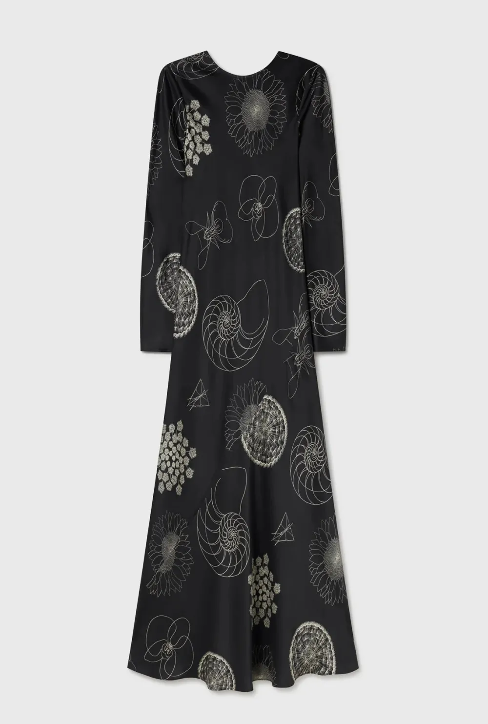 Occasions|Long*silk laundry - Full Sleeve Bias Dress FIBONNACI BLACK
