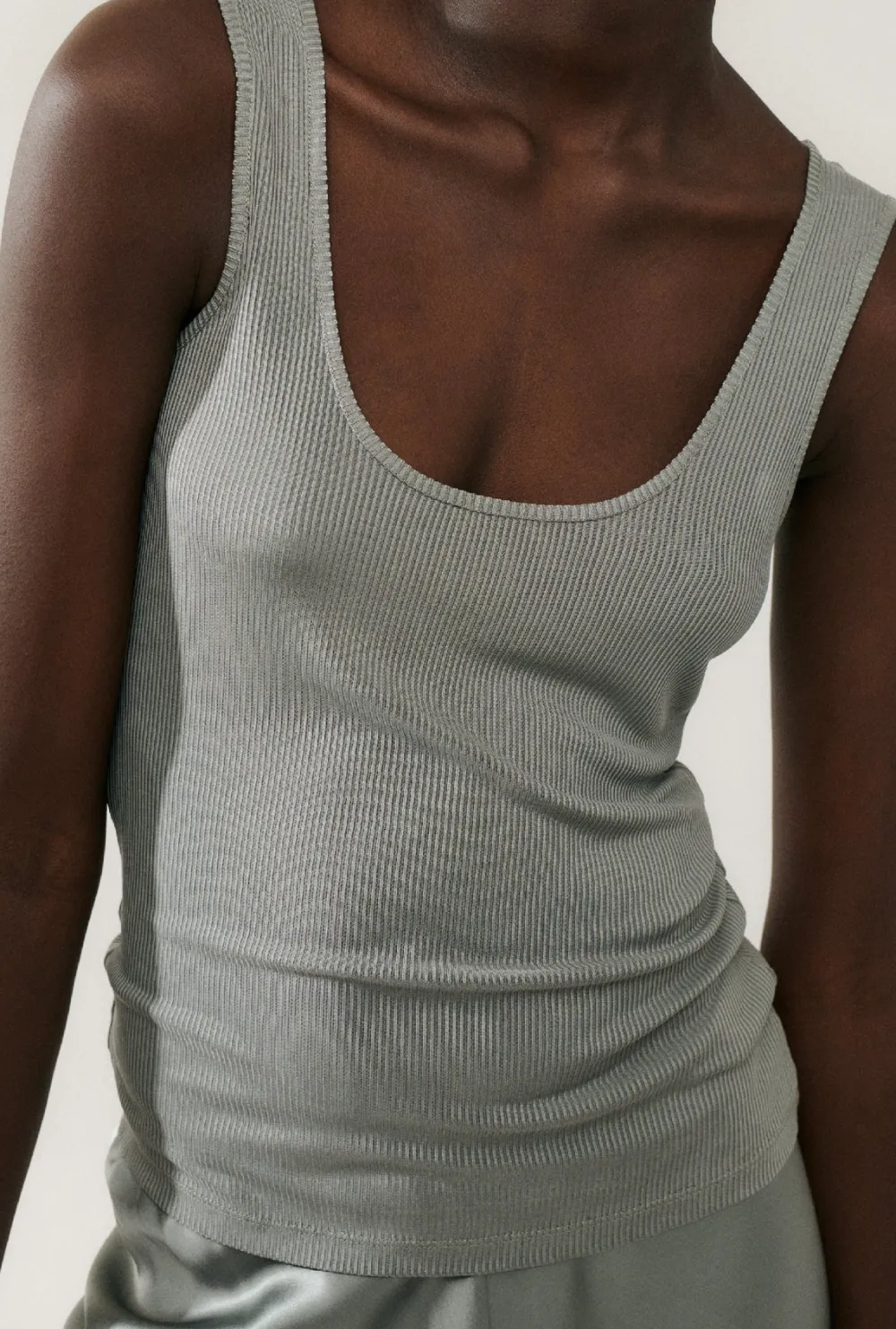 Without Sleeves*silk laundry - Ribbed Tank MOON