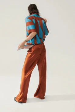 Blouses & Shirts*silk laundry - Short Sleeve Boyfriend Shirt LAKE STRIPE