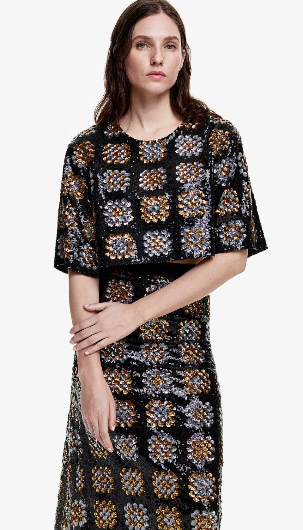 Short Sleeves*Boutique Billie Smythe - Sequin Tee BLACK GOLD