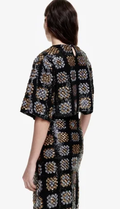 Short Sleeves*Boutique Billie Smythe - Sequin Tee BLACK GOLD