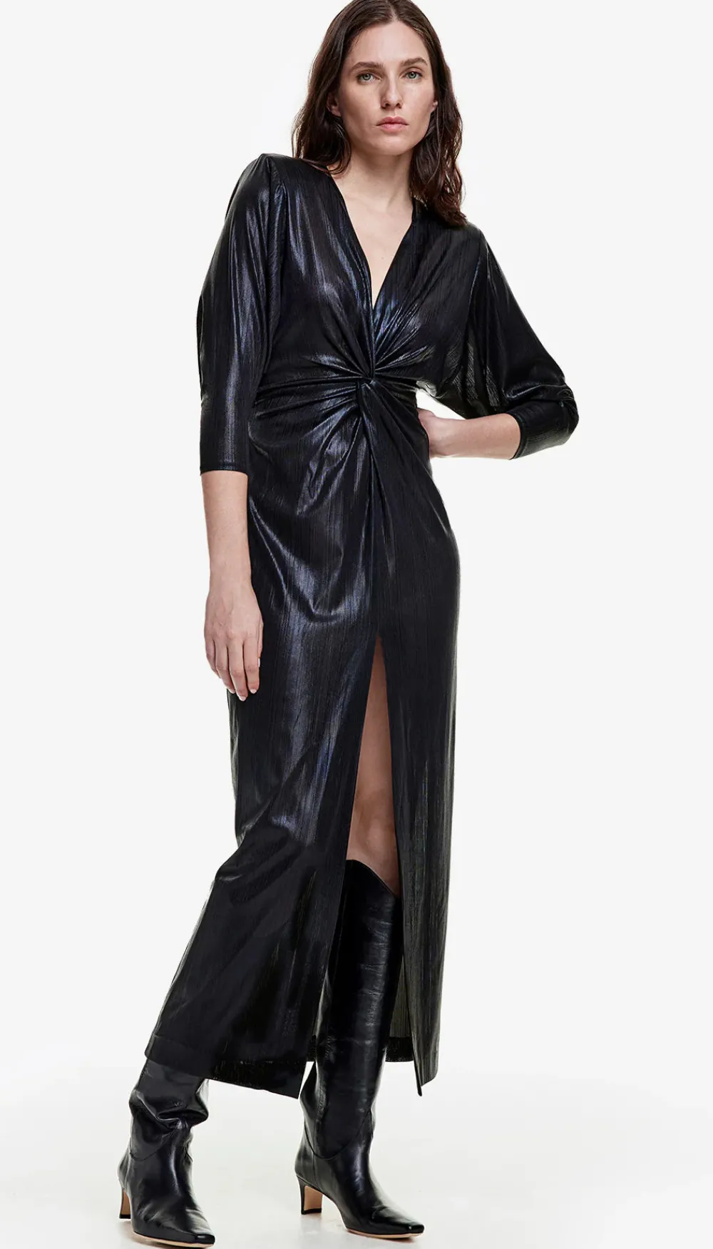 Occasions|Long*Smythe - Sharp Shoulder Twist Dress ONYX