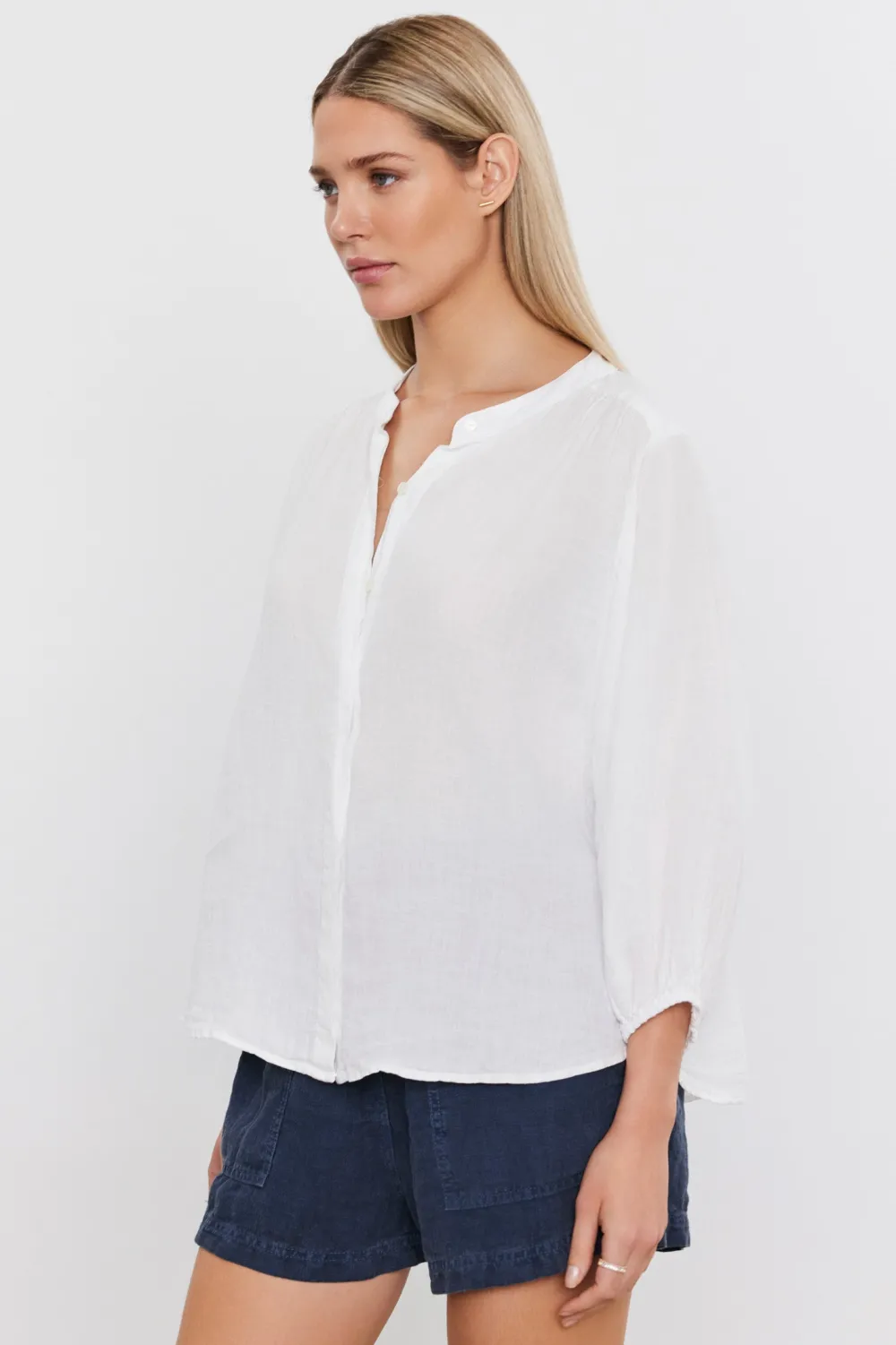Blouses & Shirts*Velvet - Avis Woven Linen Puffy Sleeve Top WHITE