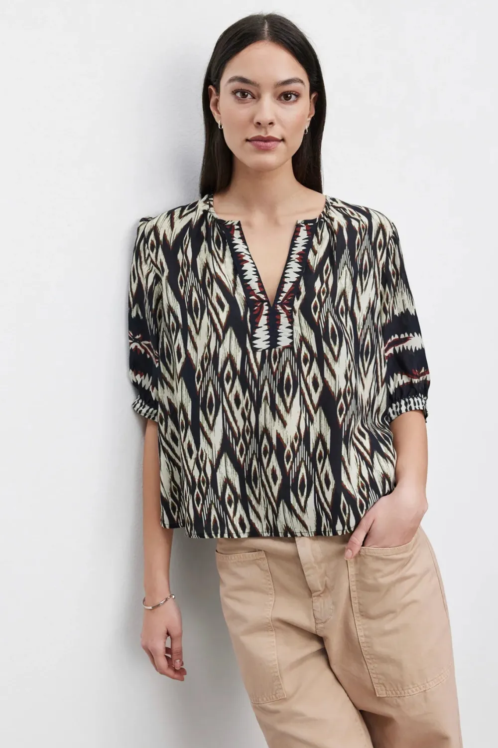 Blouses & Shirts*Velvet - Beatrice BLACK/ECRU