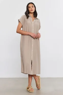 Midi*Velvet - Marla Silk Cotton Voile Shirt Dress ROPE