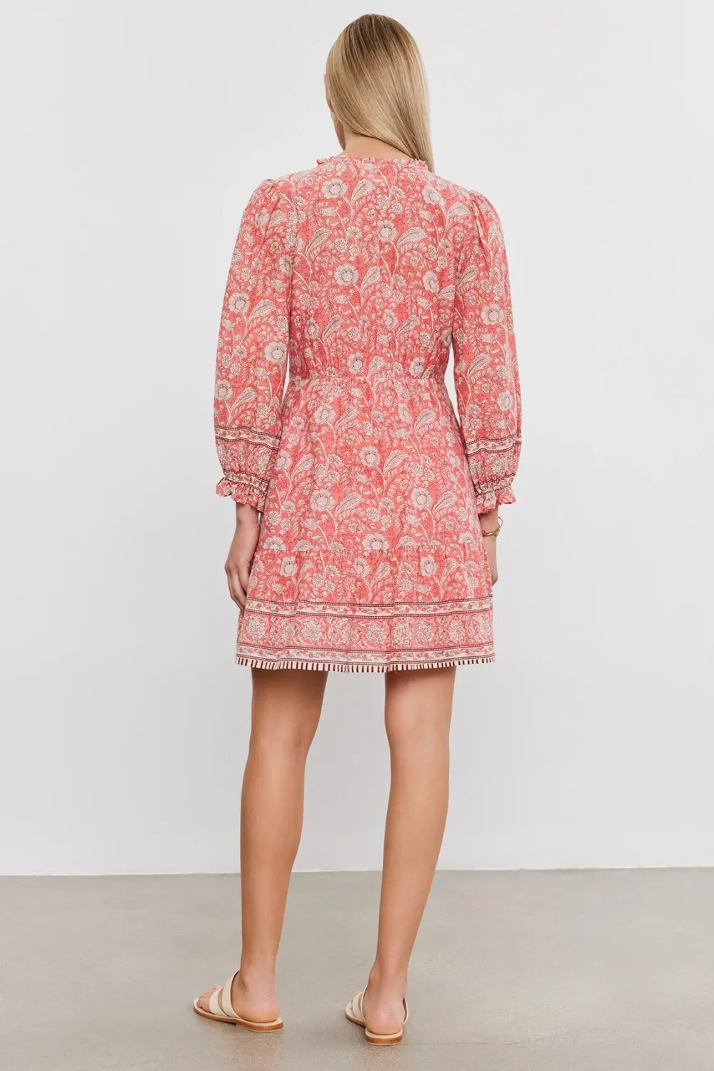 Short*Velvet - Mary DS Printed Voile L/S Dress ROUGE